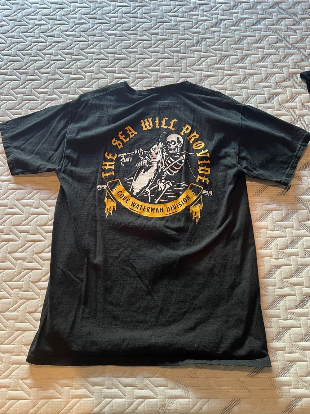 Cove Black Short-Sleeve Tee with Yellow & White Back Graphic
